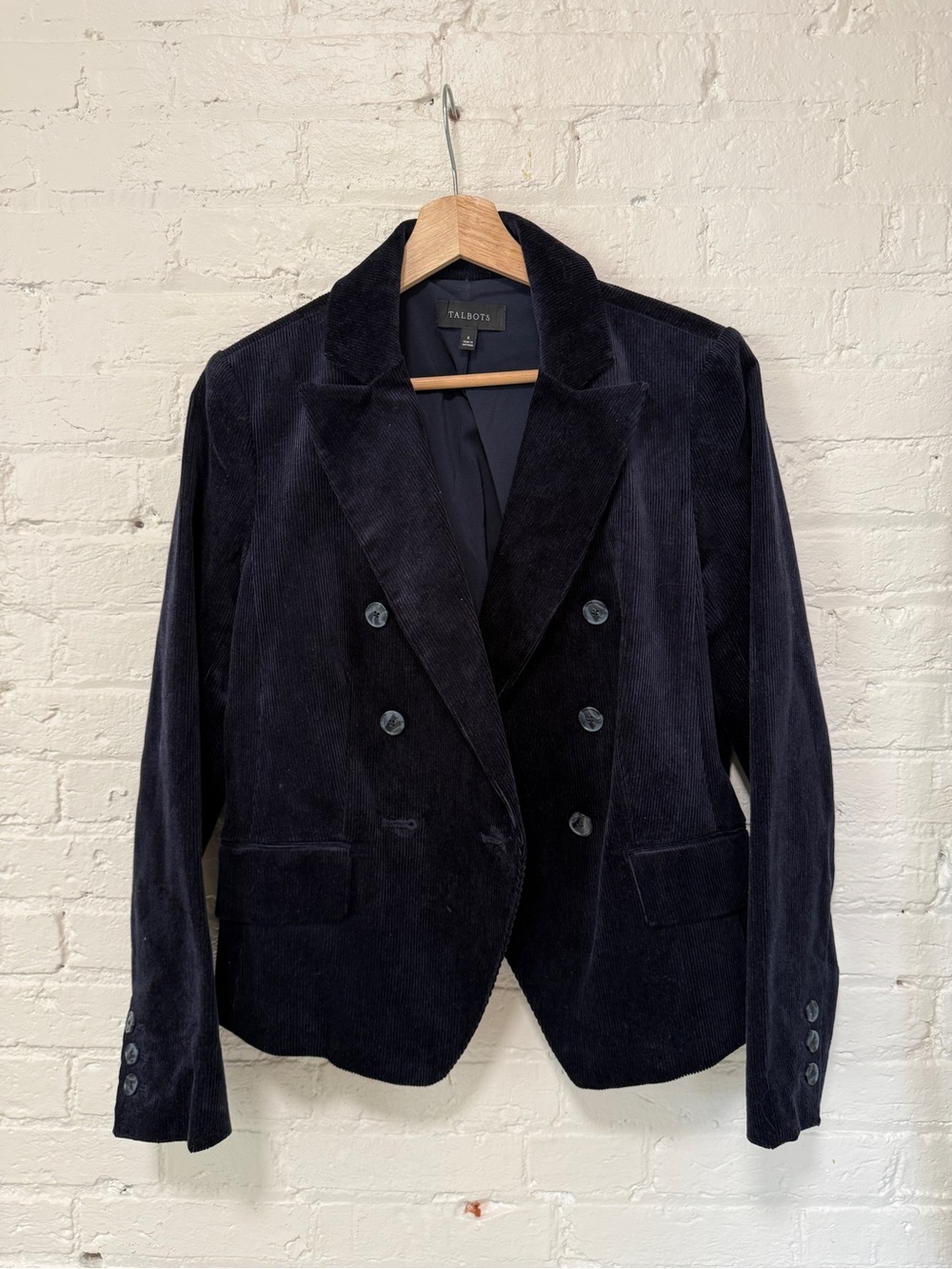 Talbots Women's Black Double-Breasted Corduroy Blazer